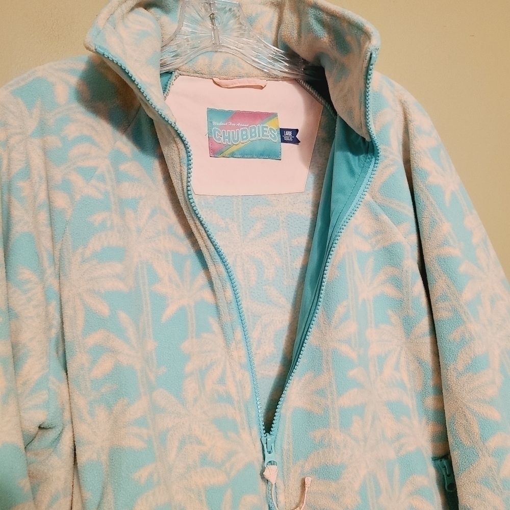 Chubbies | Men's Pink & Blue Palm Tree Full Zip Pullover Jacket (Size Large) - Picture 5 of 15